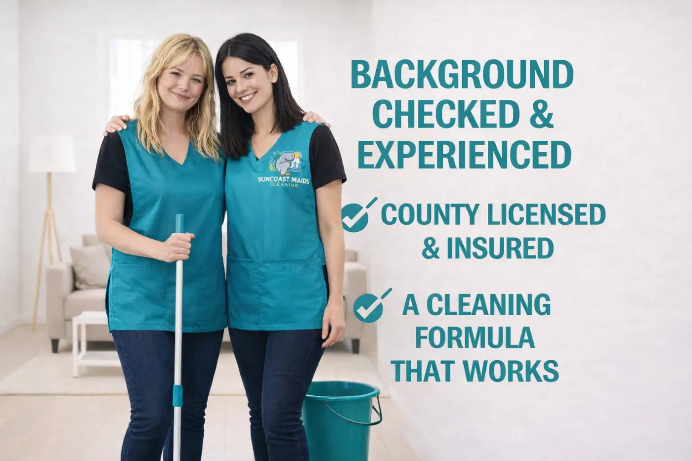 Background checked and experienced, county licensed and insured, a cleaning formula that works